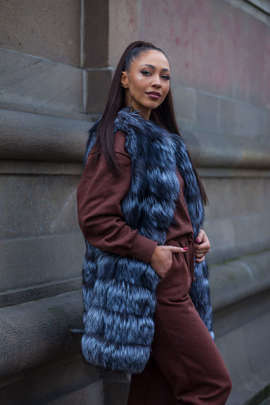 Kamizelka z naturalnego futra lisa srebrnego