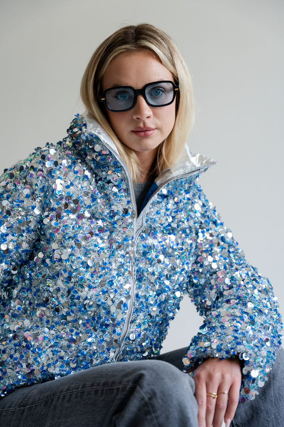 Ekskluzywna włoska kurtka puchowa z cekinami marki Flo&Clo