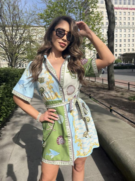 Wielobarwna sukienka w morski print Norah