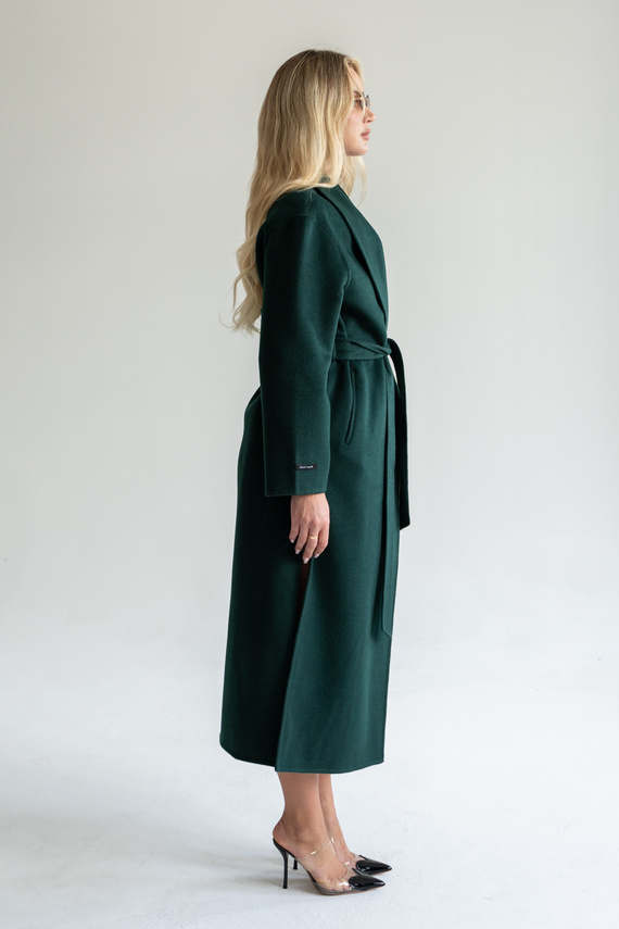 Kaszmirowy płaszcz z jedwabiem w kolorze zieleni