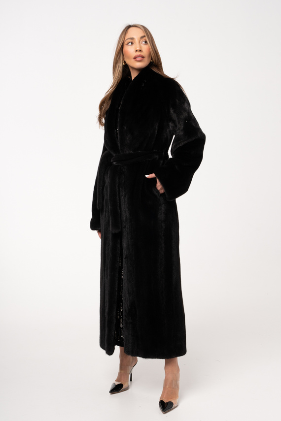  Długie czarne futro z norek Blackglama 