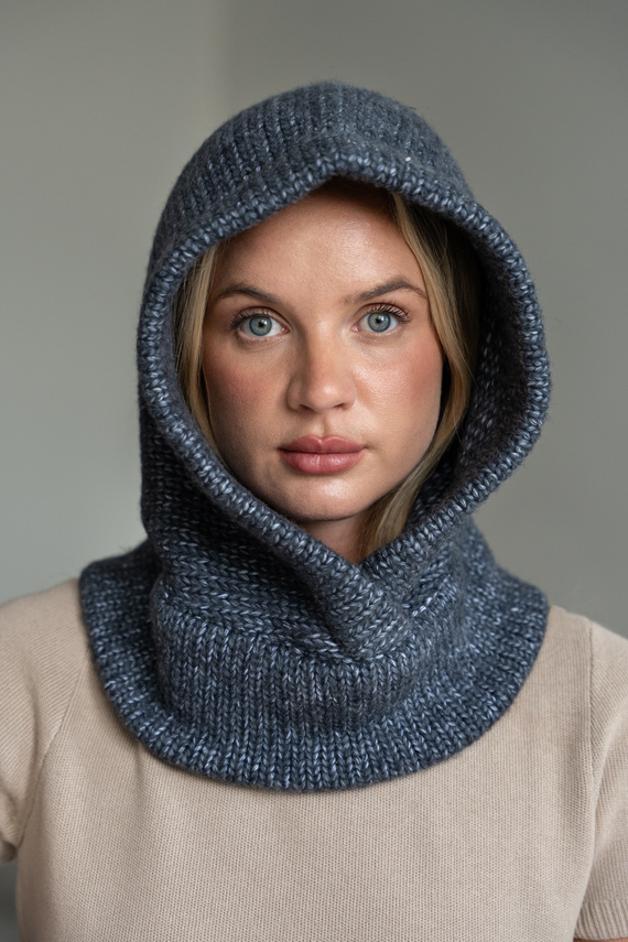 Szara kominiarka Balaclava z wełny merino