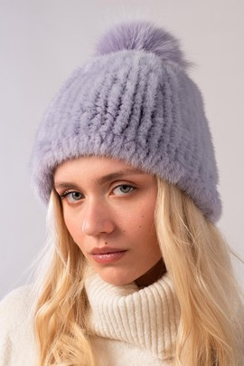 Lawendowa czapka z norki