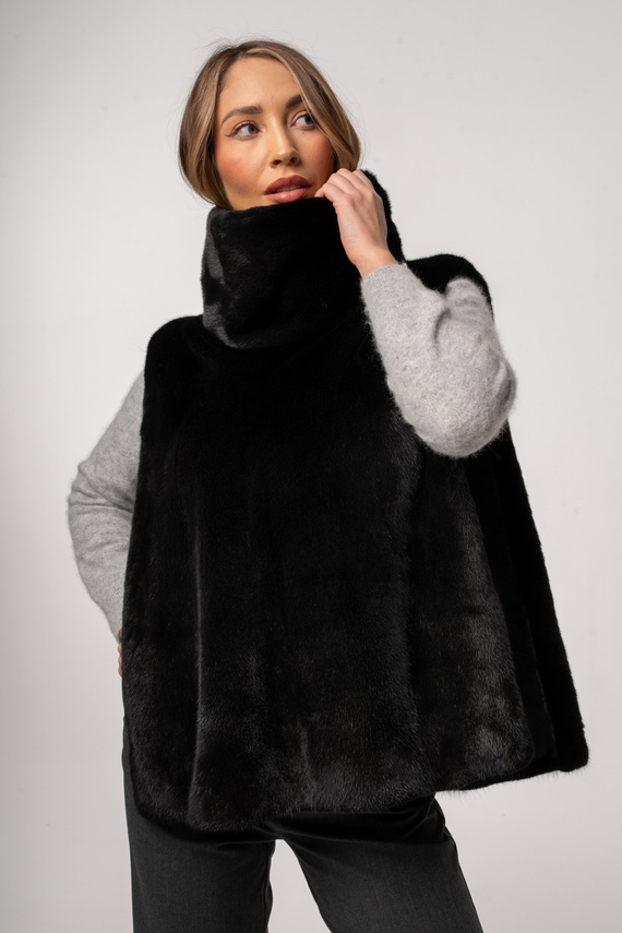 Futrzany golf z naturalnej norki kolor czarny