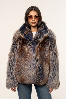 Luksusowe futro z naturalnego lisa barwione na ombre