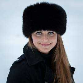 Toczek damski z naturalnego futra lisa