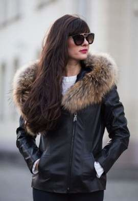 Jesienna kurtka damska skórzana z kapturem - Fratelli Emma