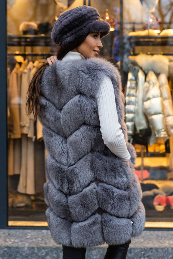 Futrzana kamizelka z naturalnego futra lisa