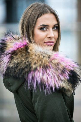 Obszycie na kaptur z naturalnego futra z jenota.