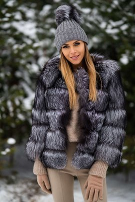 Futro damskie z naturalnego lisa srebrnego