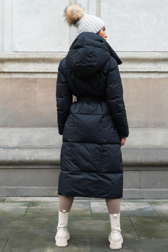 Czarny płaszcz puchowy Ottowa z kapturem