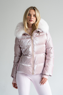 Ekskluzywna włoska kurtka puchowa marki Flo&Clo z futrzanym kapturem