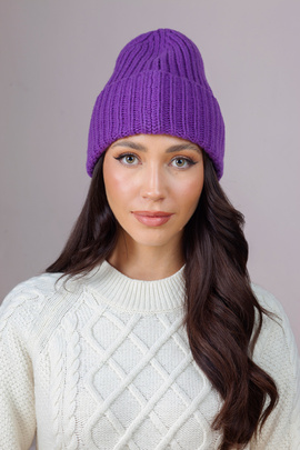 Fioletowa czapka z kaszmiru i wełny