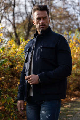 Granatowa kurta z kaszmiru z kamizelką