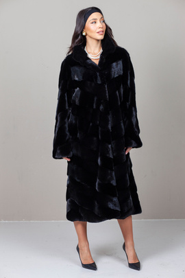 Długie futro z norek naturalnych Blackglama