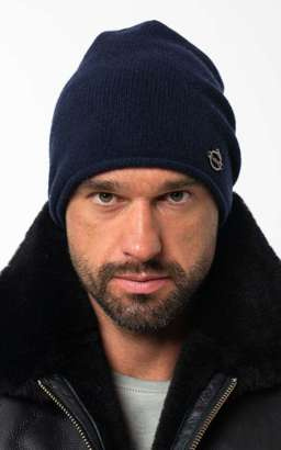 Granatowa czapka z wełny merino