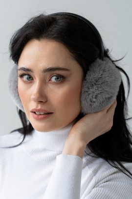 Szare nauszniki futrzane