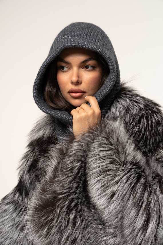 Szara kominiarka Balaclava z wełny merino