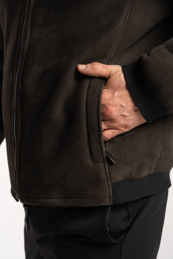 Khaki męski kożuch typu pilotka 