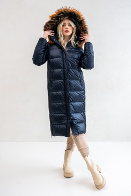 Granatowy płaszcz puchowy z kapturem Aideen Roxy