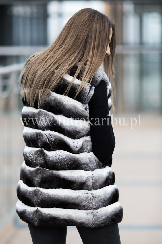 Futrzana kamizelka z naturalnego futra szynszyla.