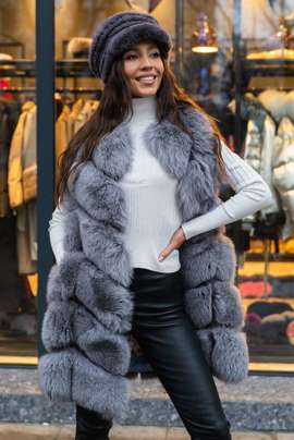 Futrzana kamizelka z naturalnego futra lisa