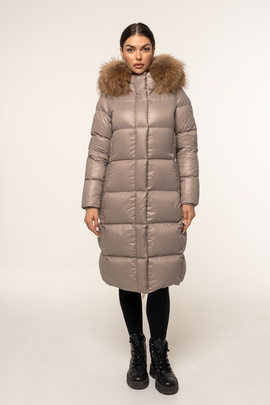 Beżowa kurtka puchowa Bonnie Coat z kapturem