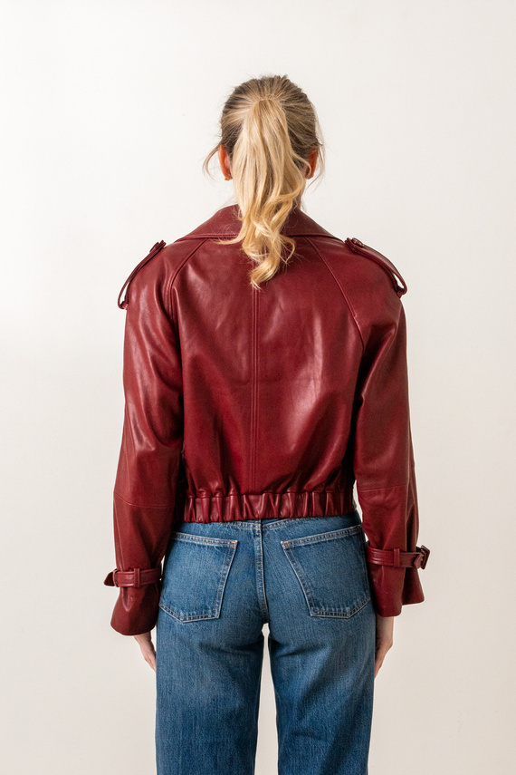 Bordowa ramoneska Ami ze skóry