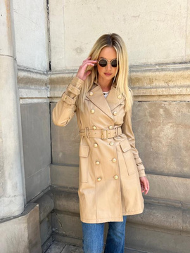 Beżowy płaszcz Bella z naturalnej skóry