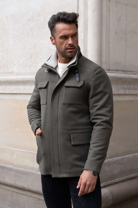 Wełniana kurtka męska w kolorze khaki