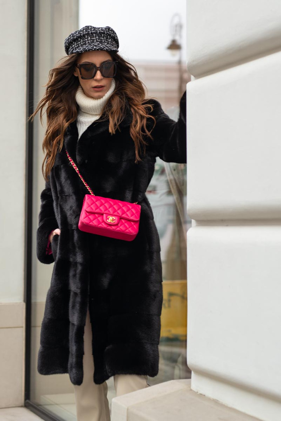 Czarne długie futro z norek naturalnych Blackglama