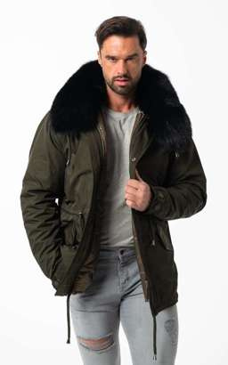 Parka męska bogato obszyta naturalnym futrem lisa