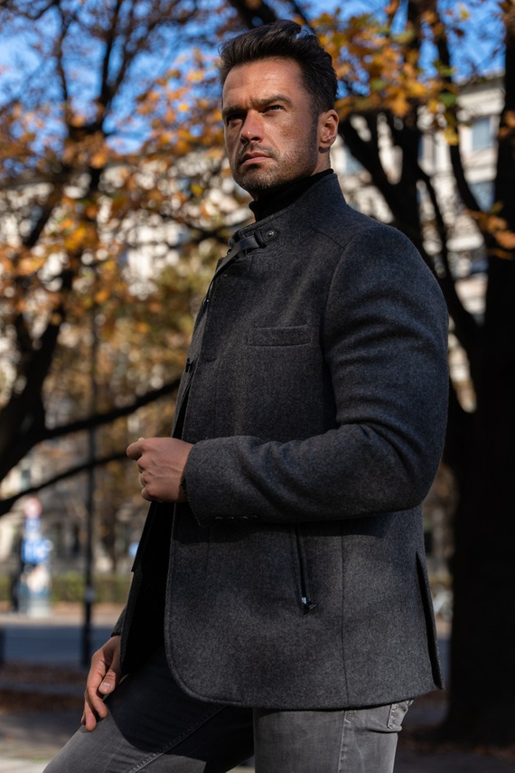 Wełniana kurtka męska w kolorze szarości