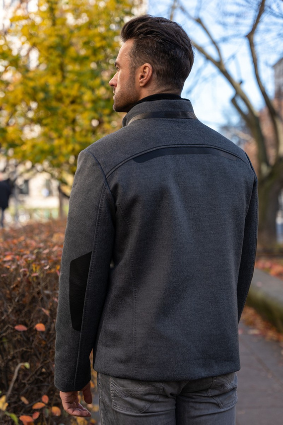 Szara kaszmirowa kurtka ocieplana kożuchem