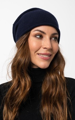 Granatowa czapka z wełny merino z dodatkiem kaszmiru