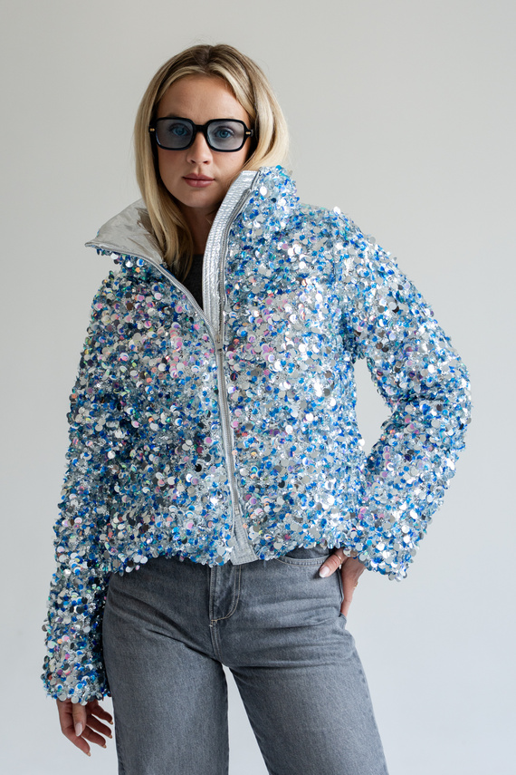 Ekskluzywna włoska kurtka puchowa z cekinami marki Flo&Clo