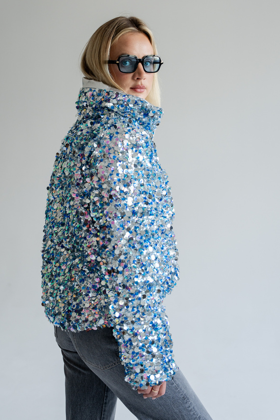 Ekskluzywna włoska kurtka puchowa z cekinami marki Flo&Clo