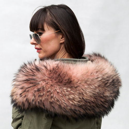 Futrzane obszycie na kaptur z naturalnego futra jenota