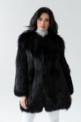 Czarne futro naturalne z lisa