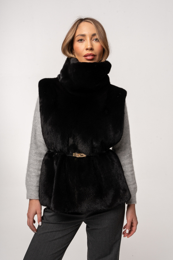 Futrzany golf z naturalnej norki kolor czarny