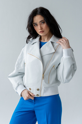 Biała skórzana ramoneska damska