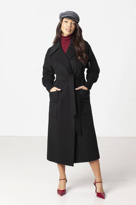 Czarny płaszcz damski z kaszmiru