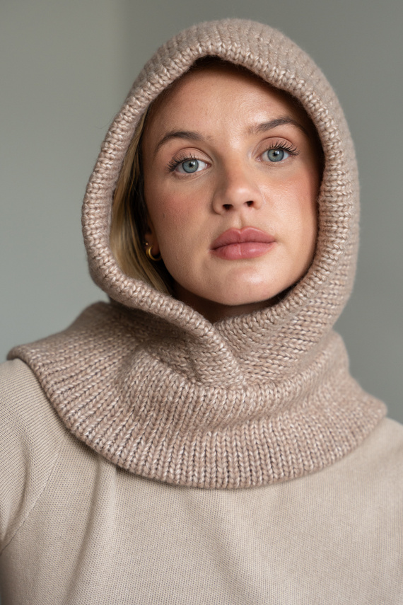 Beżowa kominiarka Balaclava z wełny merino