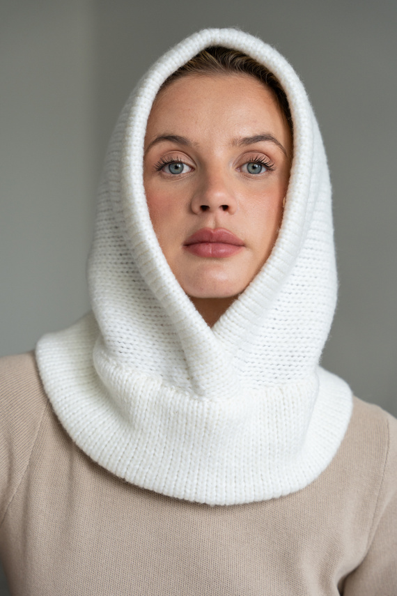 Kremowa kominiarka Balaclava z wełny merino 