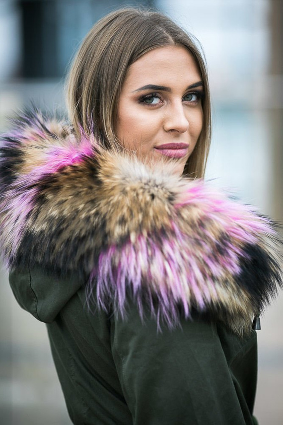 Obszycie na kaptur z naturalnego futra z jenota.