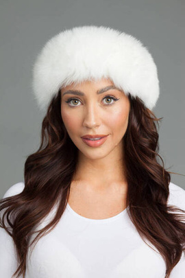 Biała opaska z naturalnego futra lisa