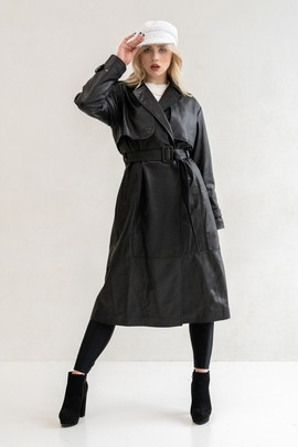 Czarny płaszcz skórzany Paradise