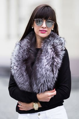 Kołnierz z naturalnego futra lisa srebrnego