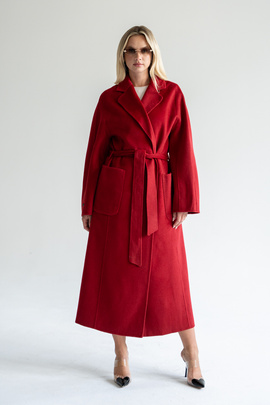 Kaszmirowy płaszcz z jedwabiem w kolorze czerwieni