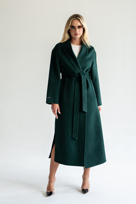 Kaszmirowy płaszcz z jedwabiem w kolorze zieleni